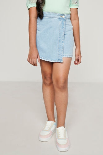 Light Blue Solid Straight Skirt, Blue, image 2
